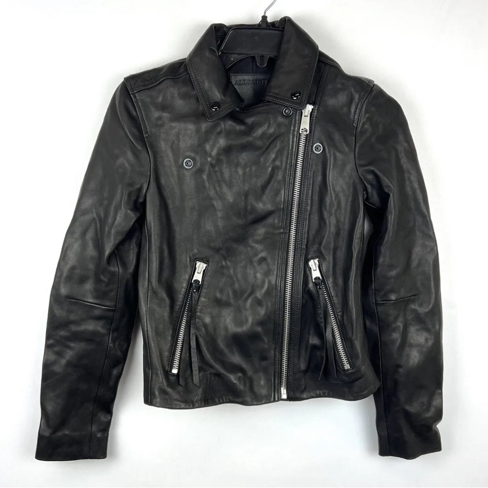 All Saints Black Leather Moto Jacket